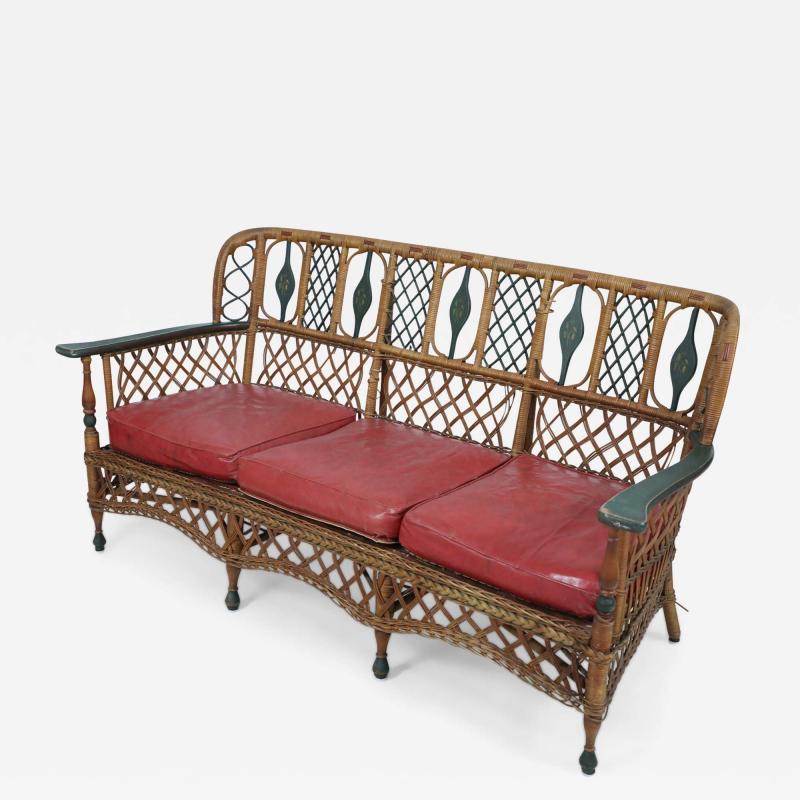 7 Piece American Art Deco Style Wicker Furniture Set