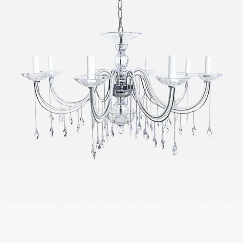 8 Arm Chandelier with Crystal Glass Drops Chain and Canopy Wired Working