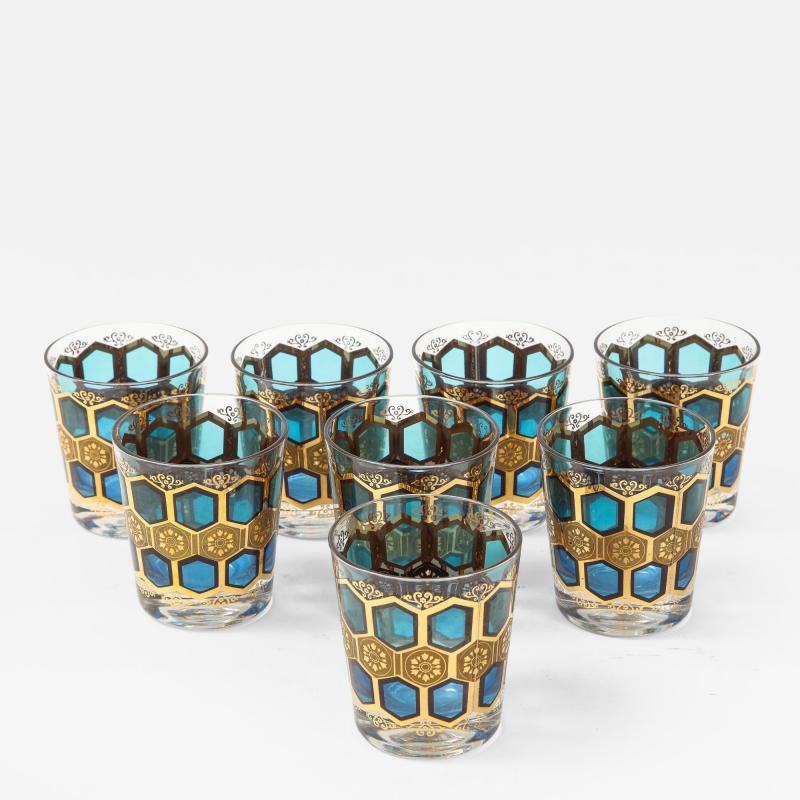 8 Mid Century Gilt Rocks Glasses