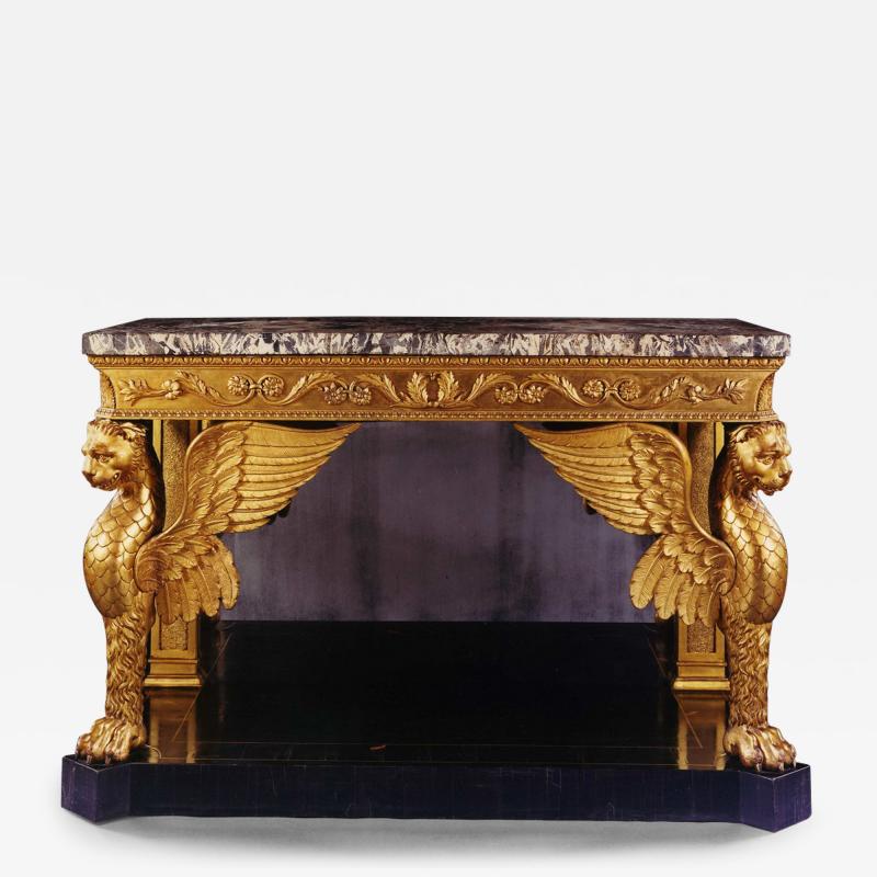 9040 A MAGNIFICENT REGENCY GILTWOOD CONSOLE TABLE