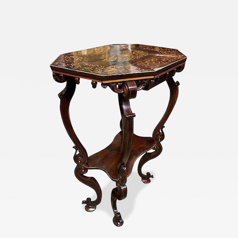 A 19th Century Florentine Ebony and Marquetry Side Table