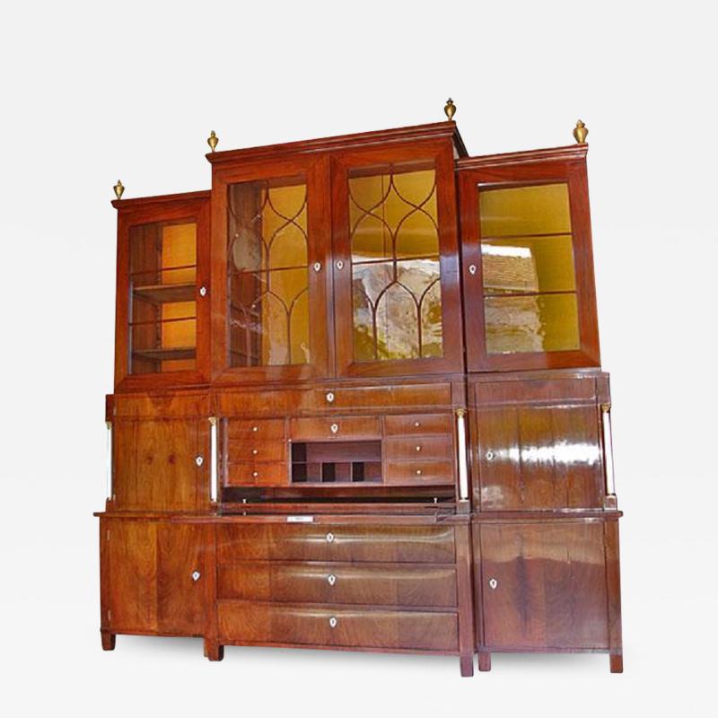 A 19th Century German Biedermeier Mahogany Breakfront Bureau