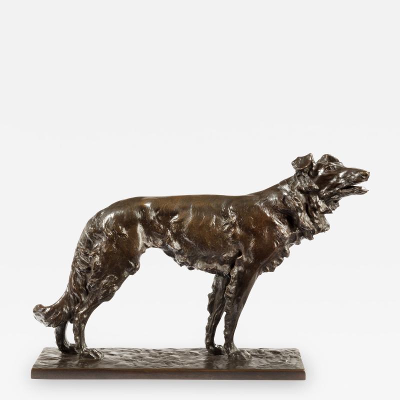 A 19th century patinated bronze borzoi