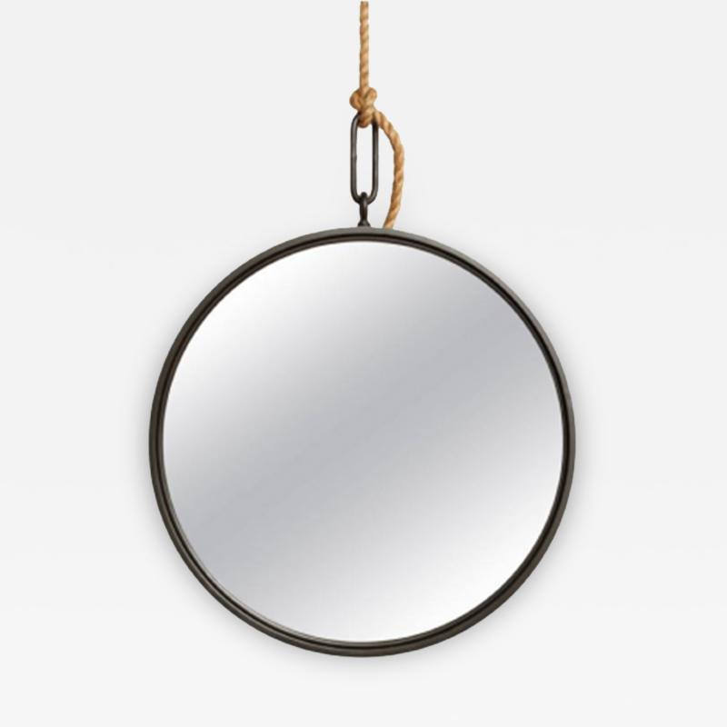 A 30 5 Patinated Steel Circular Pendant Mirror