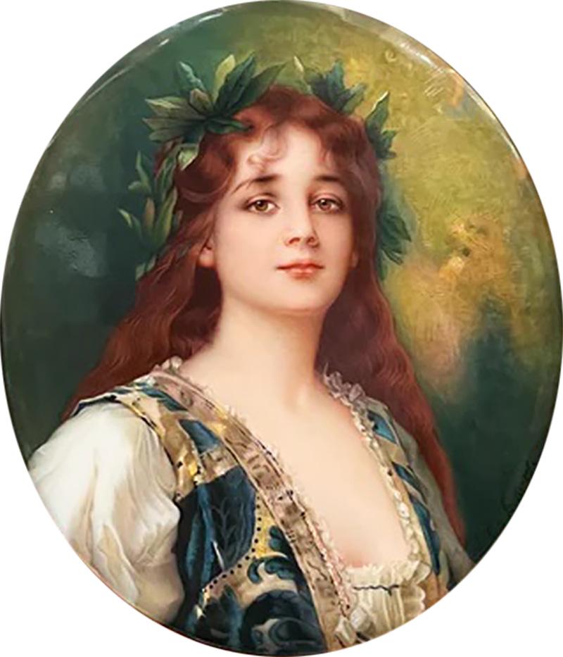 A BERLIN KPM PORCELAIN PLAQUE TITLED CLEMENTINE AFTER CONRAD KIESEL 1846 1861 