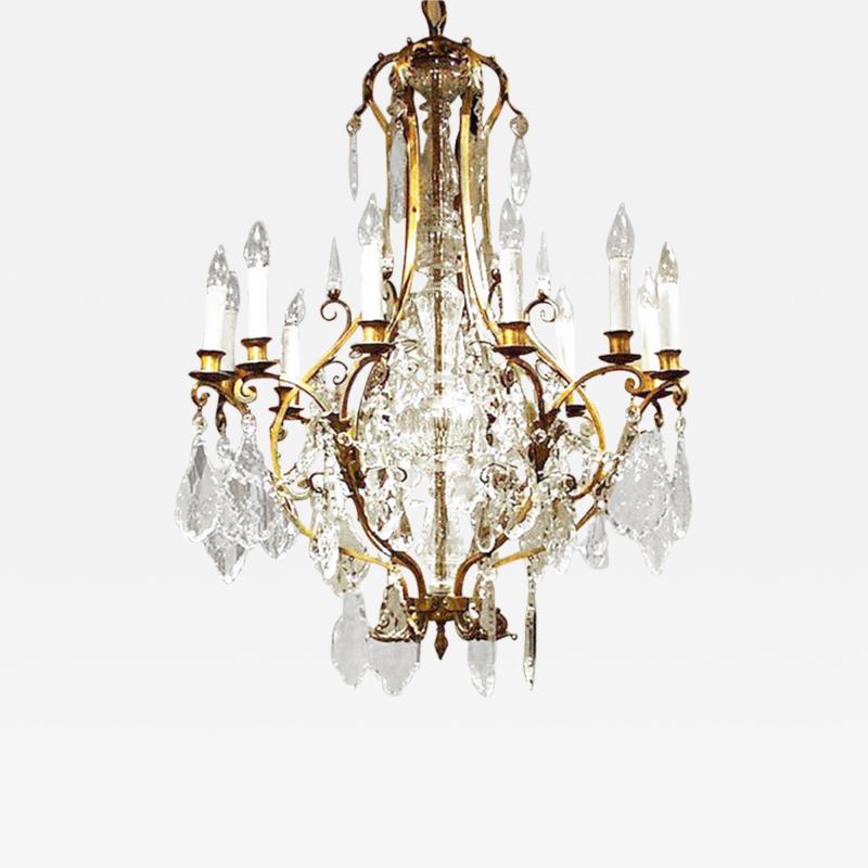 A Bohemian Crystal Twelve Arm Chandelier