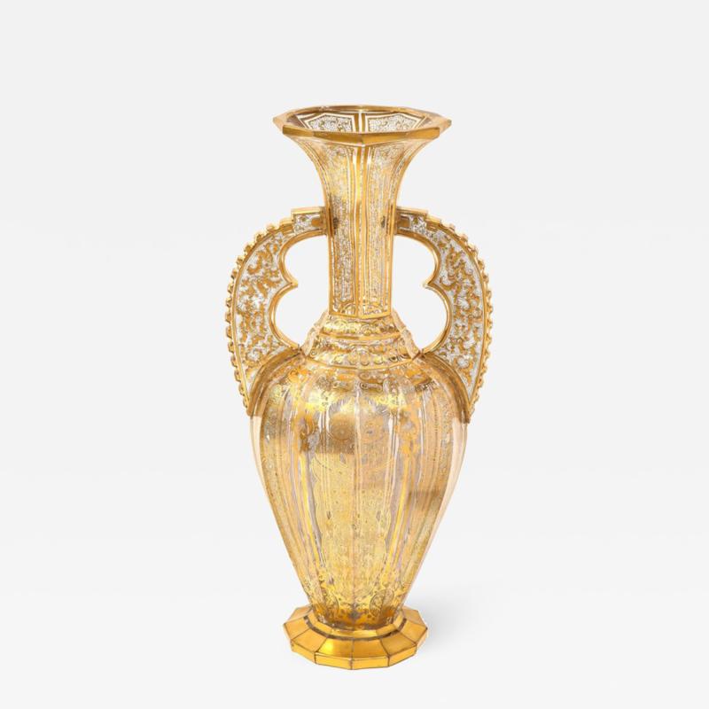 A Bohemian Cut Glass Vase in the Alhambra Form circa 1860