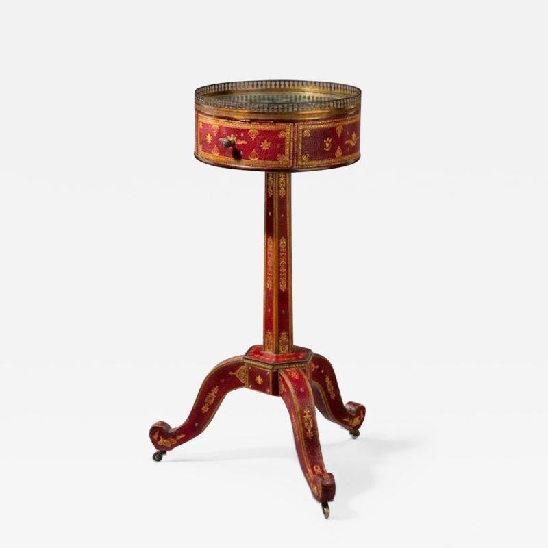 A Charles X Tooled leather Lamp Table