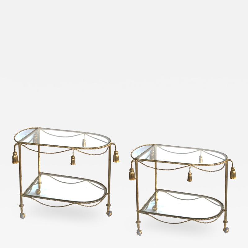 A Chic Pair of Italian Hollywood Regency Drinks Bar Carts