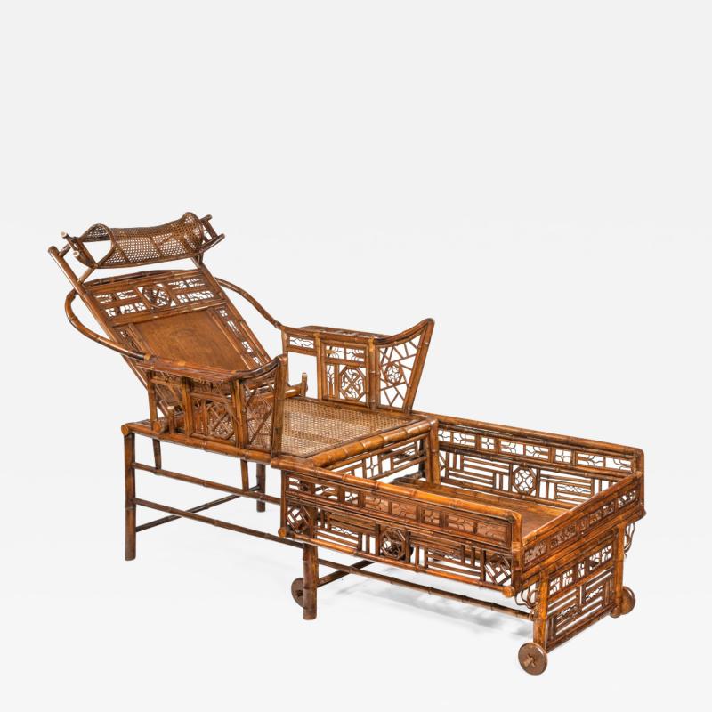 A Chinese Export Brighton Pavilion bamboo adjustable day bed