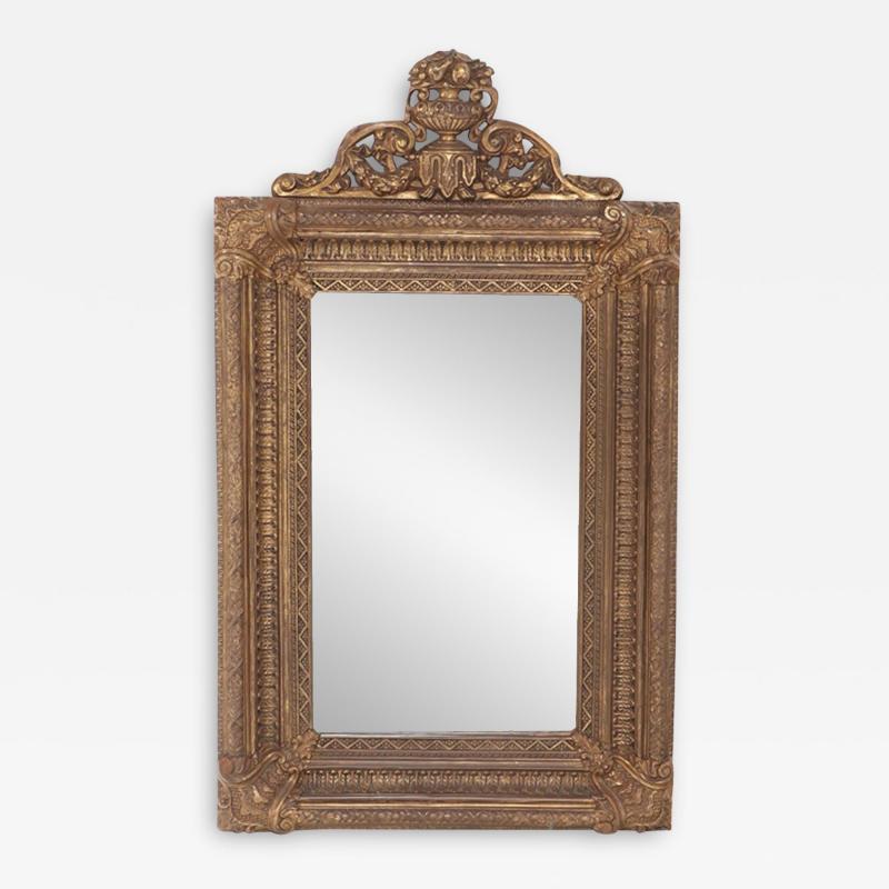 A Dutch style brass repouse mirror circa1880 Top crest is removeable 