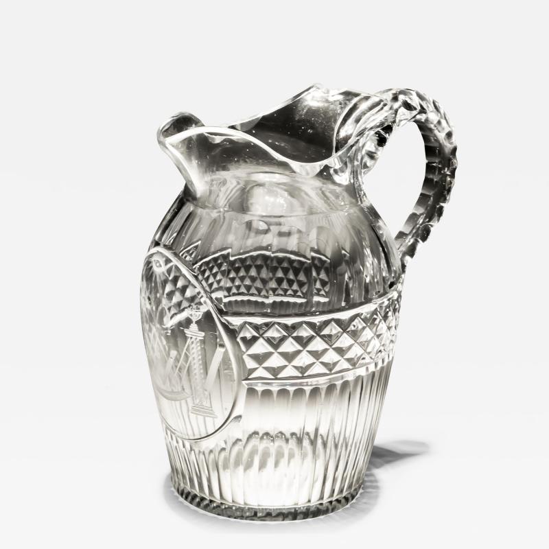 A FINE DIAMOND FLUTE CUT GEORGIAN MASONIC JUG