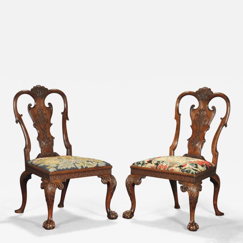 A FINE PAIR OF GEORGE II WALNUT SIDE CHAIRS
