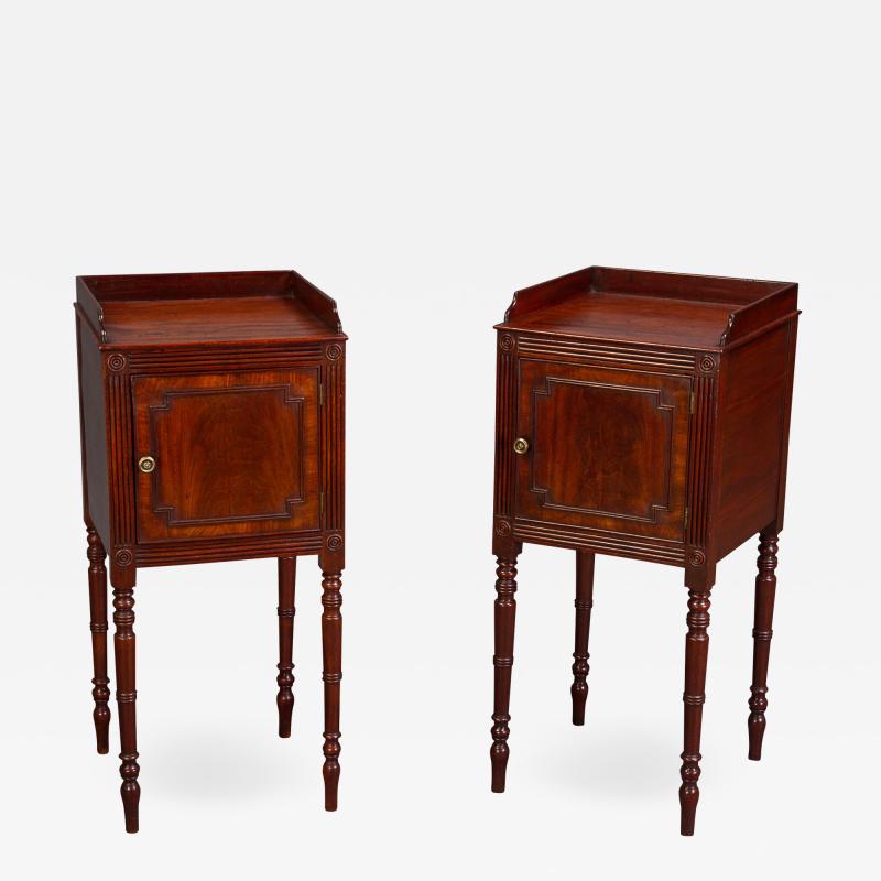 A FINE PAIR OF GEORGE III BEDSIDE CUPBOARDS