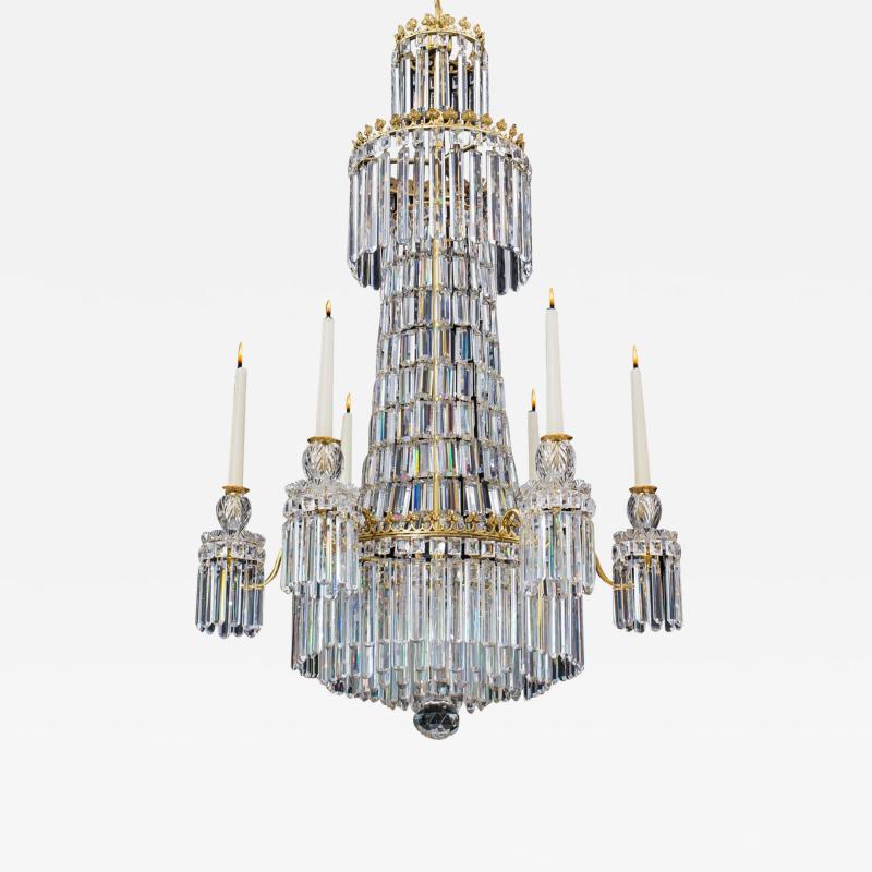 A FINE REGENCY PERIOD CUT GLASS CHANDELIER