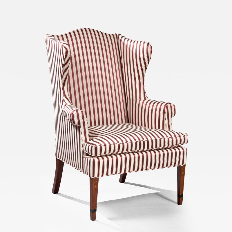 A Fine Federal Bellflower Inlaid Wing Chair