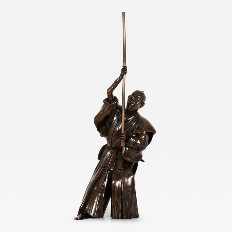 A Fine Japanese Meiji Period Antique Bronze Sculpture of a Samurai Warrior