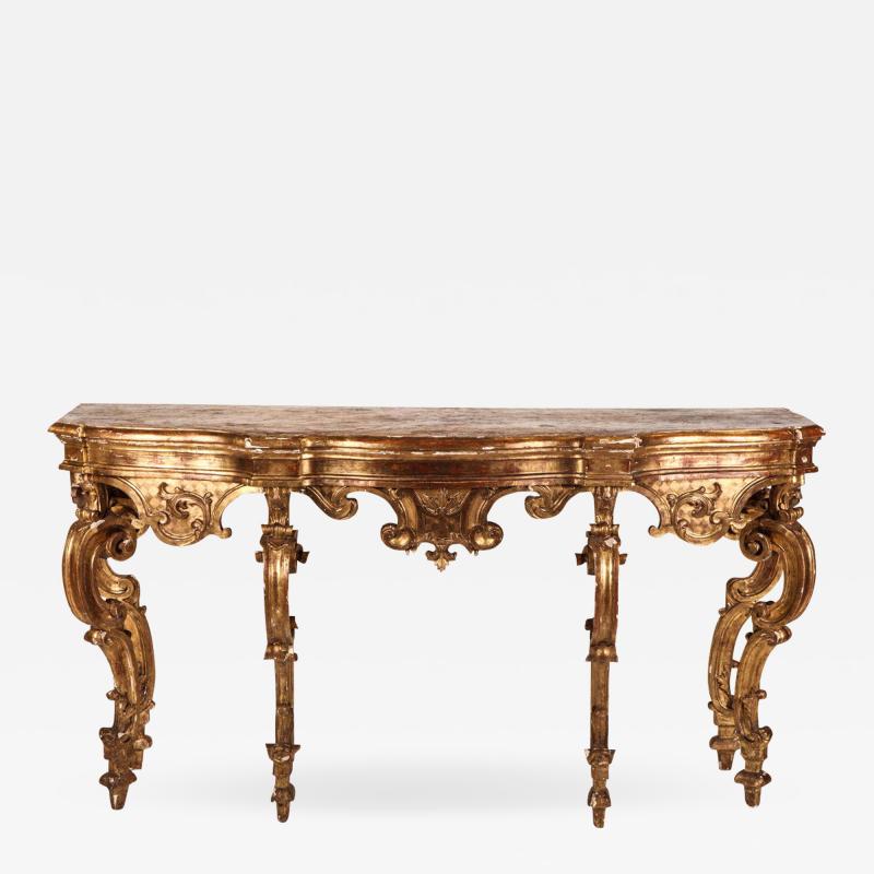 A Fine North Italian 18th Century Giltwood Console Table