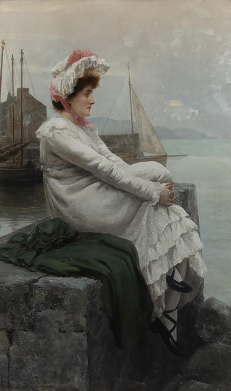A Fine Oil on Canvas of the Lass That Loved a Sailor by Julius Mendes Price