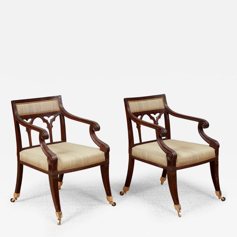A Fine Pair of Regency Gothic Armchairs