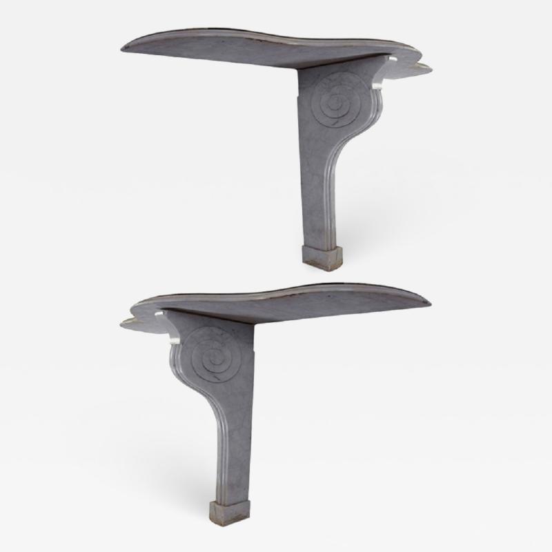 A Fine Pair of White Marble Console Tables