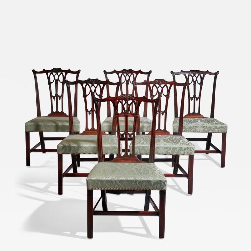 A Fine Set of Six George III 18th Century Gothic Chippendale Dining Chairs 1760