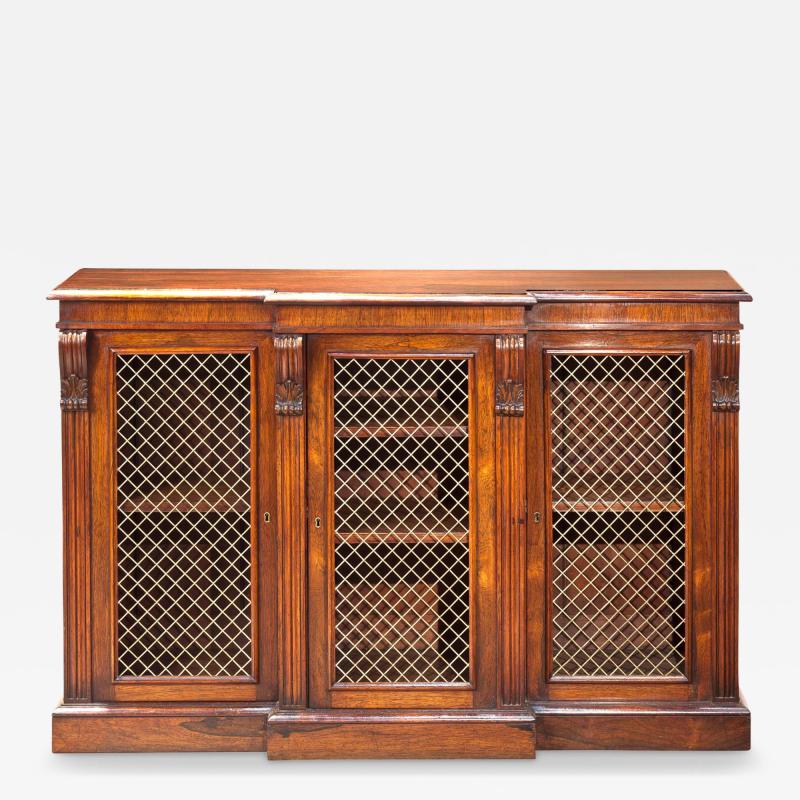 A Fine Small Rosewood Breakfront Cabinet