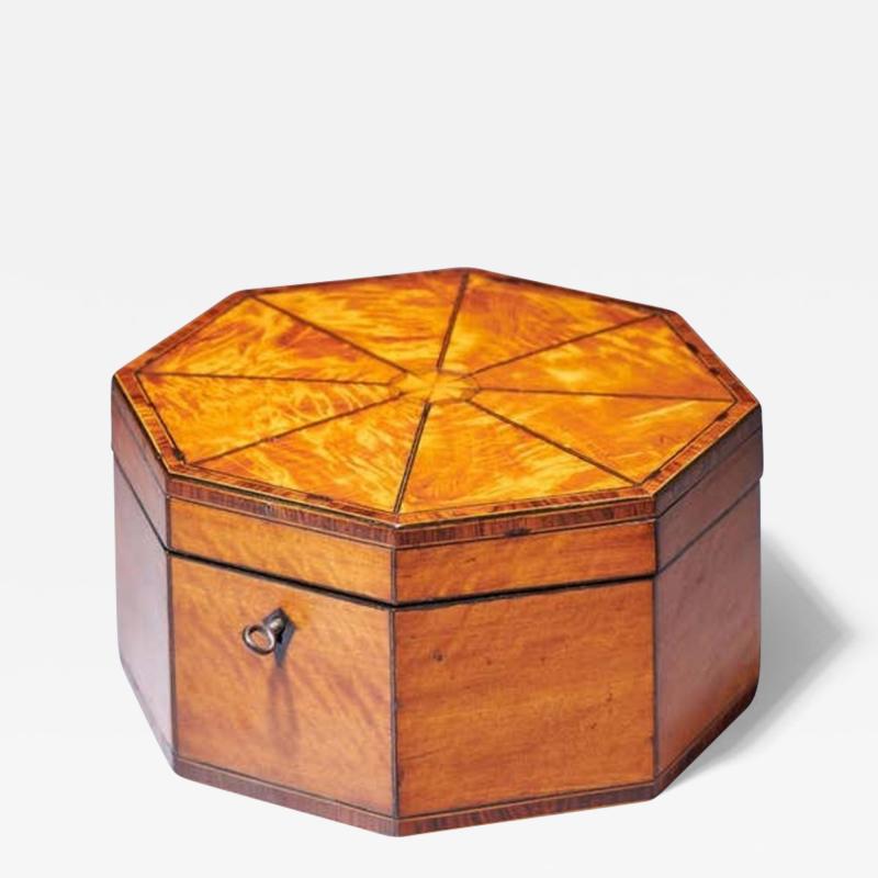 A Fine and Rare George III Octagonal Figured Satinwood Box C 1790