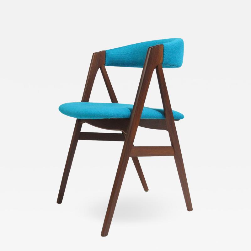 A Frame Danish Dining Chairs in Turquoise Wool