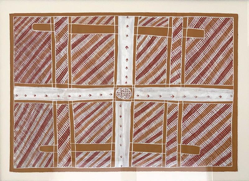 A Framed Australian Aboriginal Painting from Elcho Island