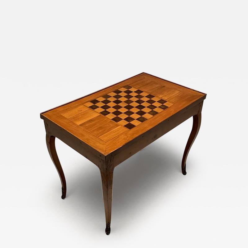 A French 19th Century Antique Game Backgammon Table Checkerboard Leather Top