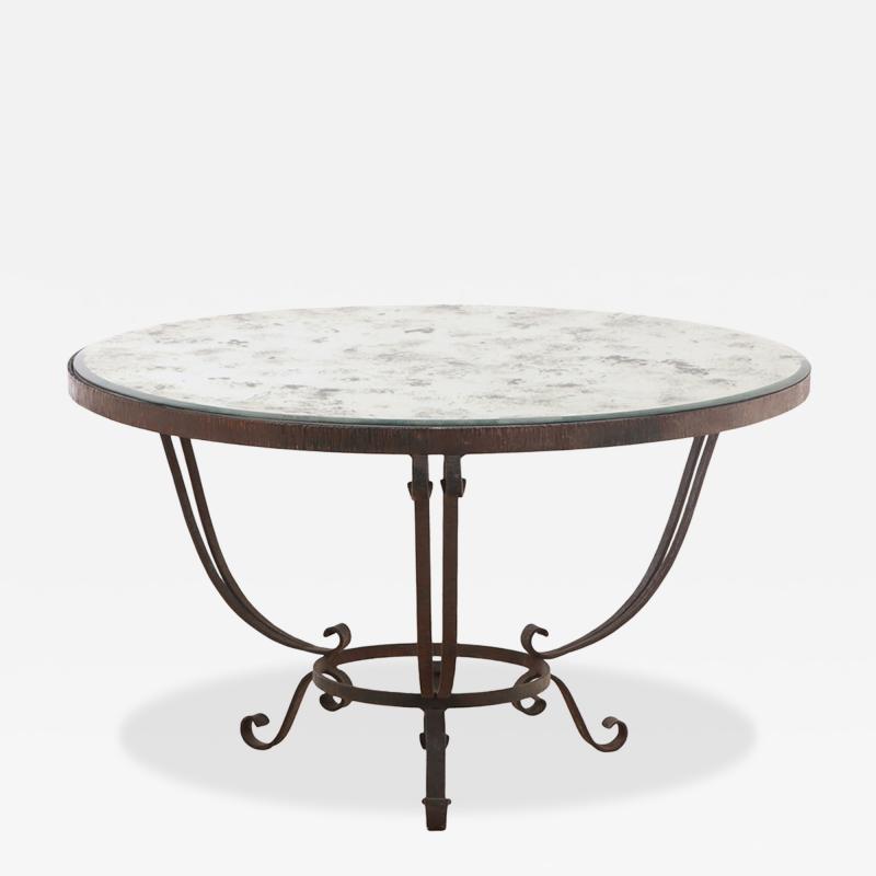 A French Art Deco Iron Mirror Top Occasional Table C 1940 