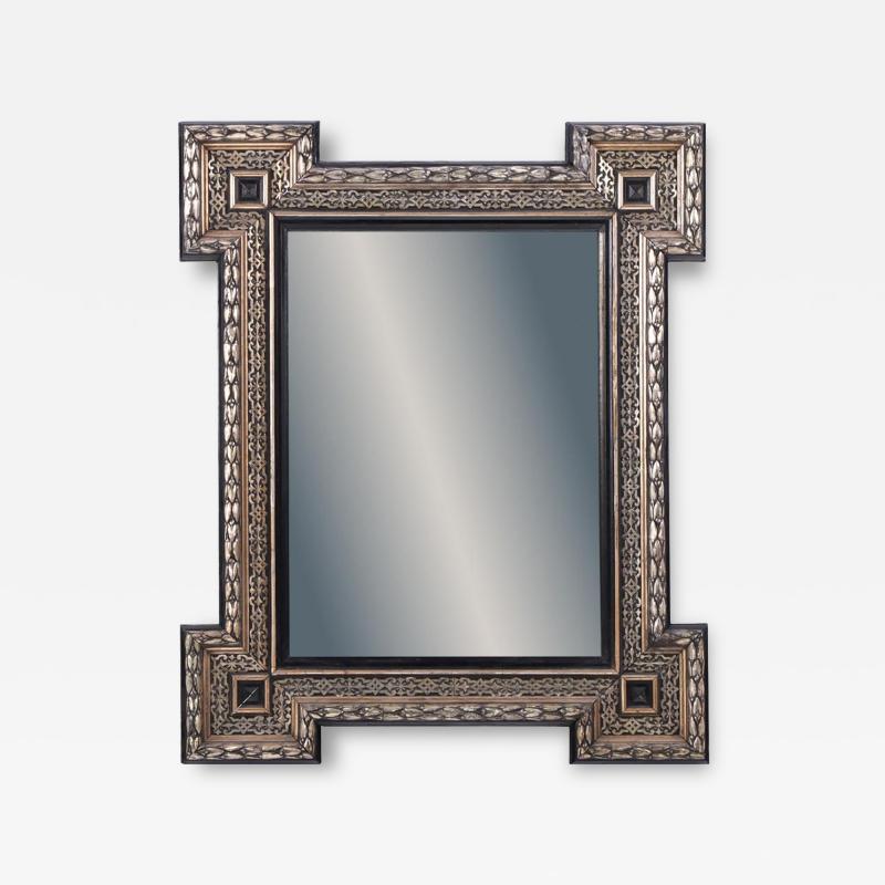 A French Baroque style black silver leaf mirror frame C 1890 