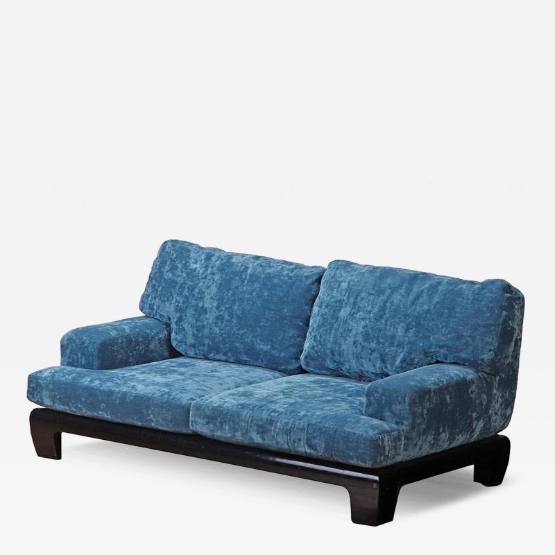A French Blue Velvet Sofa C 1960