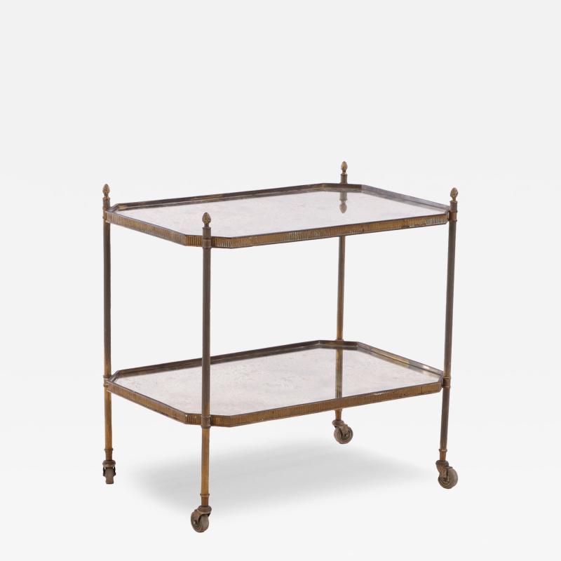 A French Brass Mirrored Bar Cart C 1965 