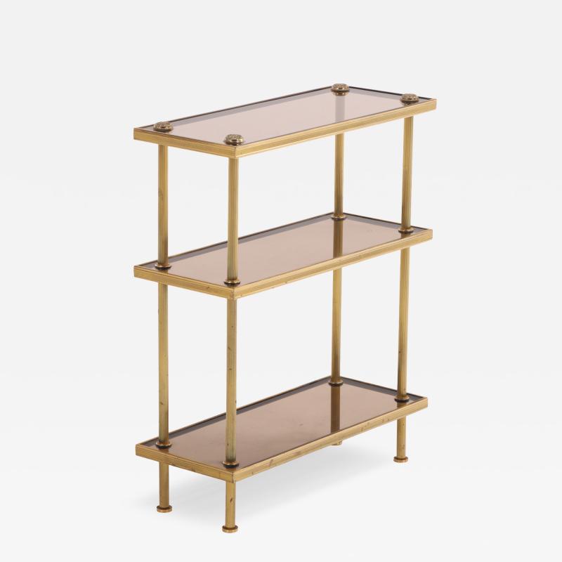 A French Brass and Glass 3 Tier Table C 1950 