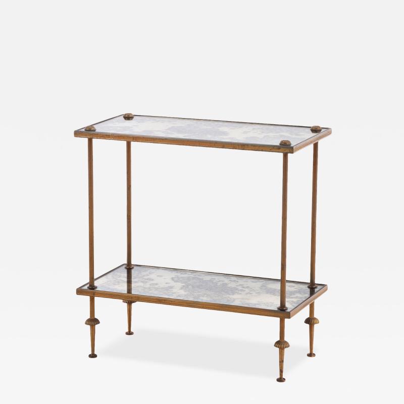 A French Brass and Glass Two Tier Table C 1950 