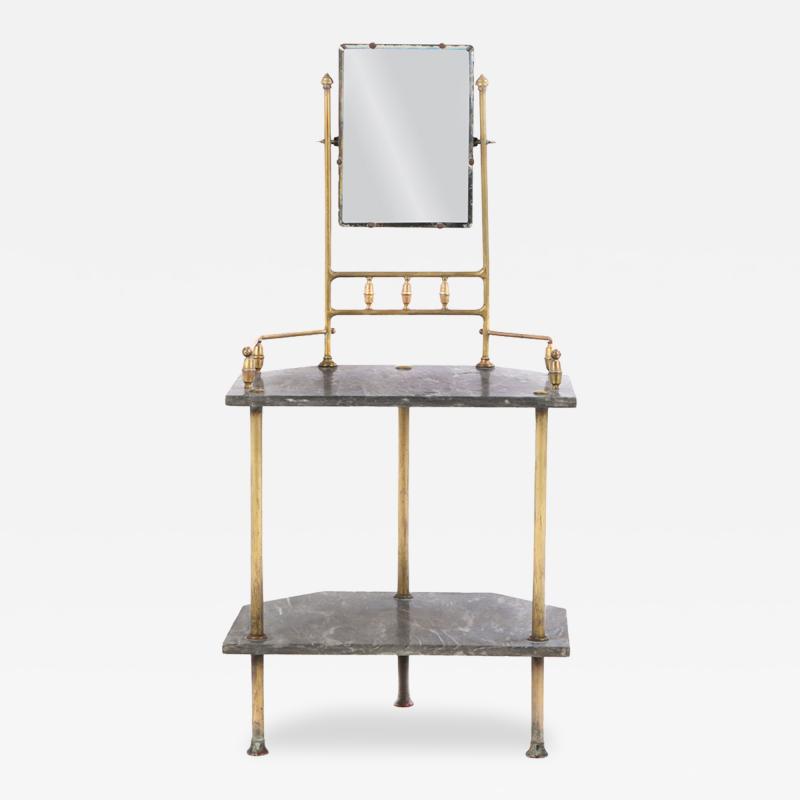 A French Brass and Marble Vanity with Mirror C 1890 