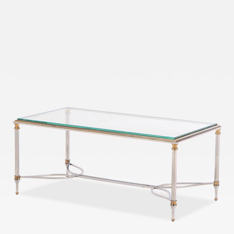 A French Brass and Steel Coffee Table in the manner of Maison Jansen C 1960 