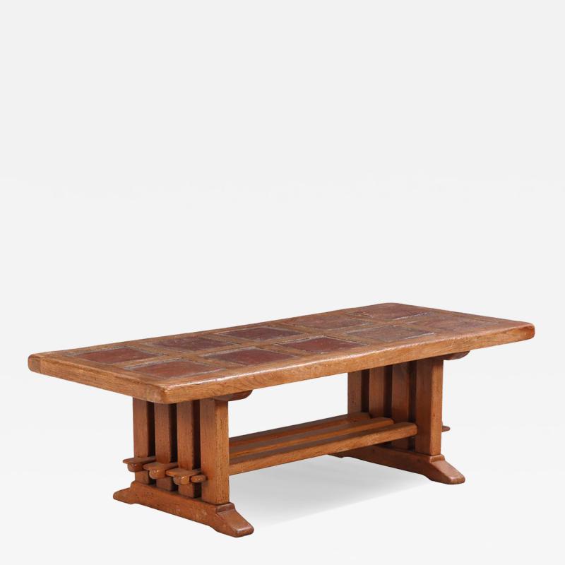 A French Brutalist style tiled oak coffee table C 1960 
