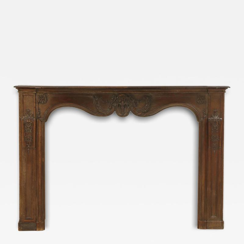 A French Carved Oak Fireplace Mantel 18th C 