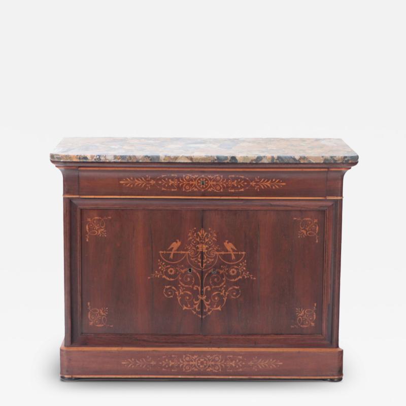 A French Charles X Inlaid Rosewood Marble Top Commode C 1850 