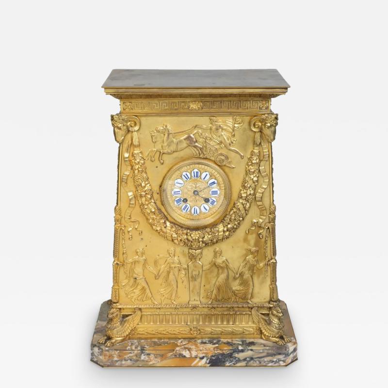 A French Empire Ormolu Bronze Mantle Clock after Percier et Fontaine