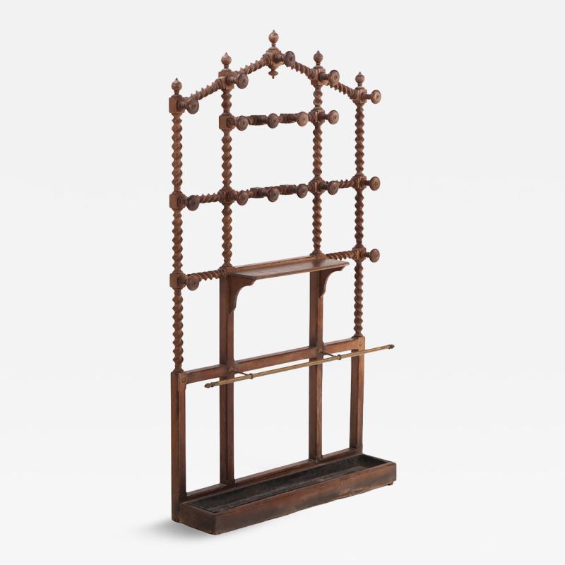 A French Gothic style Twisted Oak Hall Rack C 1870 
