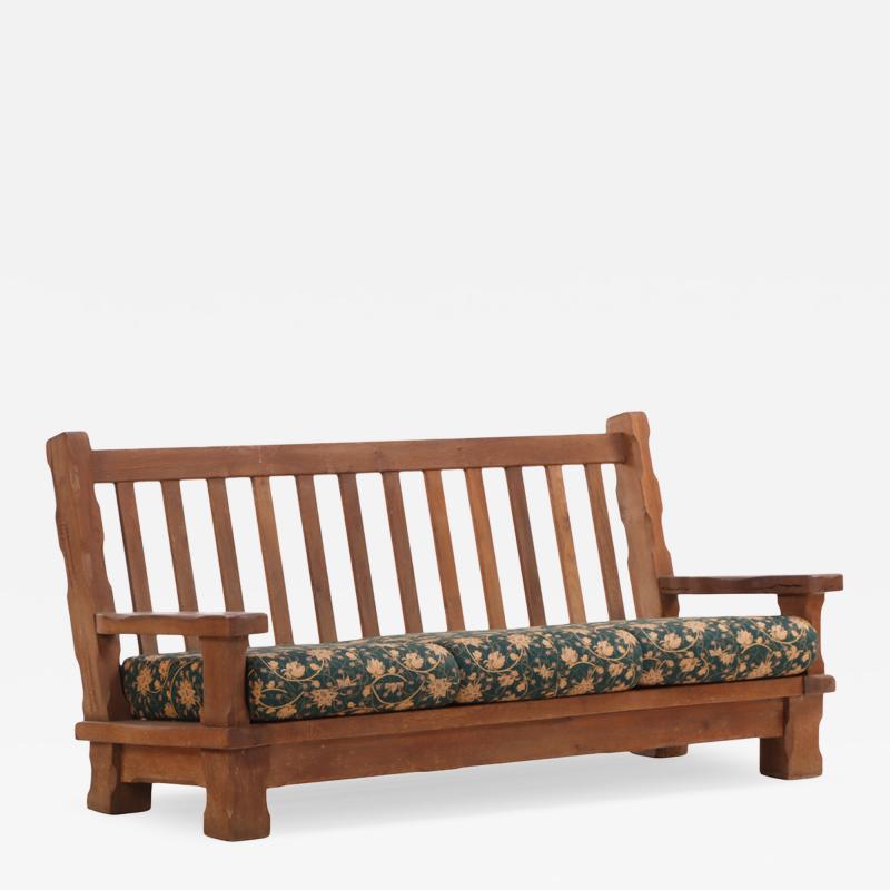 A French Heavy Oak Brutalist style Open Arm Sofa Frame C 1960 