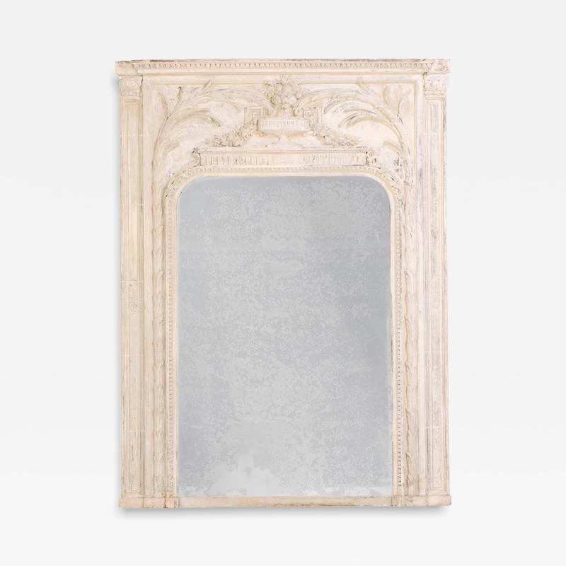 A French Louis XVI Style Carved Trumeau Mirror late 19th C 