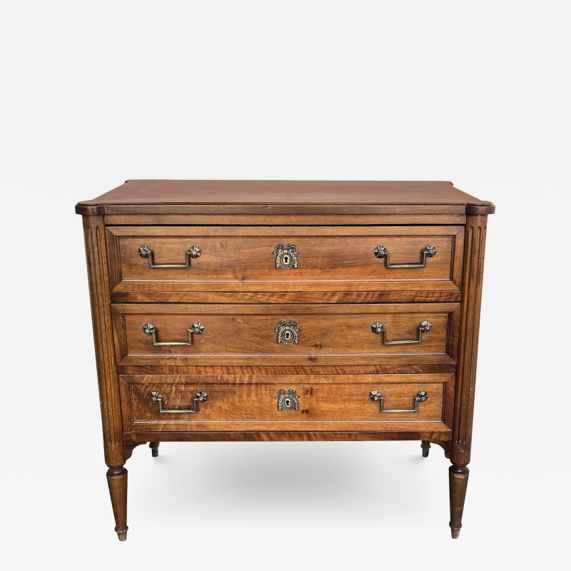 A French Louis XVI Style Walnut 3 Drawer Chest