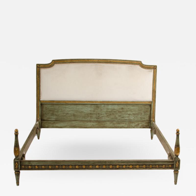 A French Louis XVI style painted Queen size upholstered bed circa 1940 