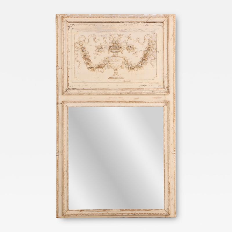 A French Neoclassical style Painted Wood Trumeau Mirror C 1890 