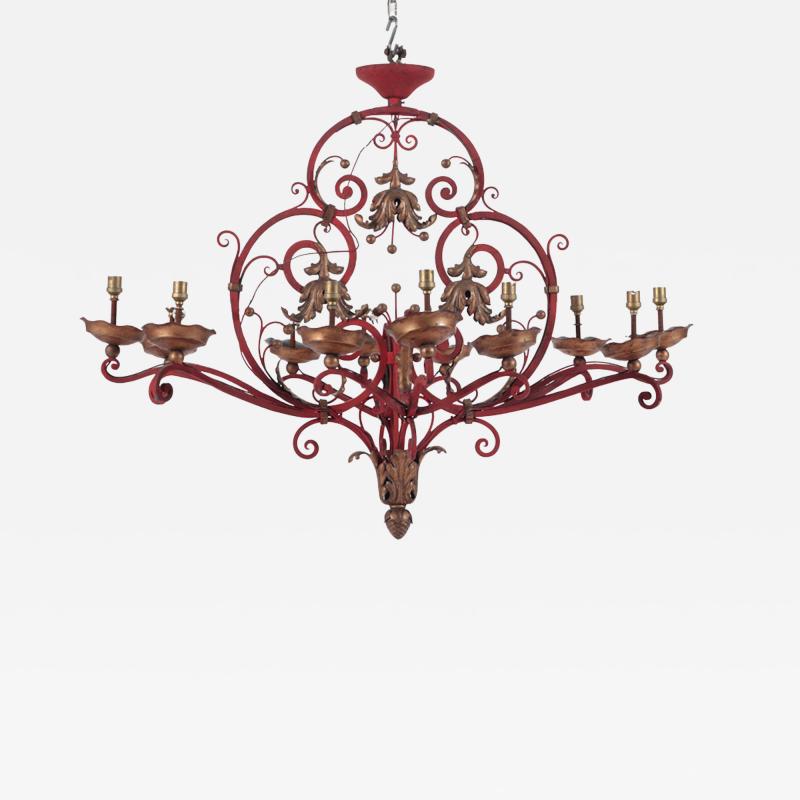 A French Painted Iron Chandelier C 1945 